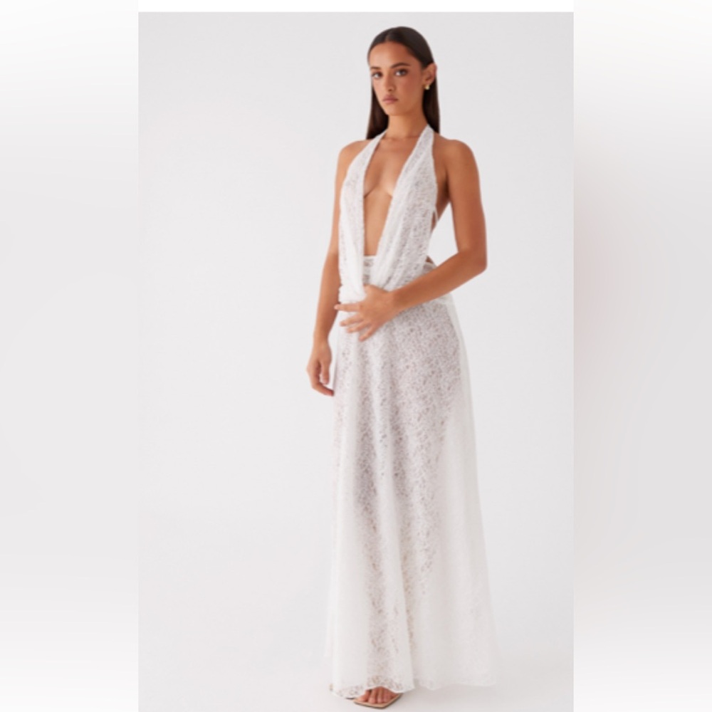 Peppermayo White Lace Maxi Dress